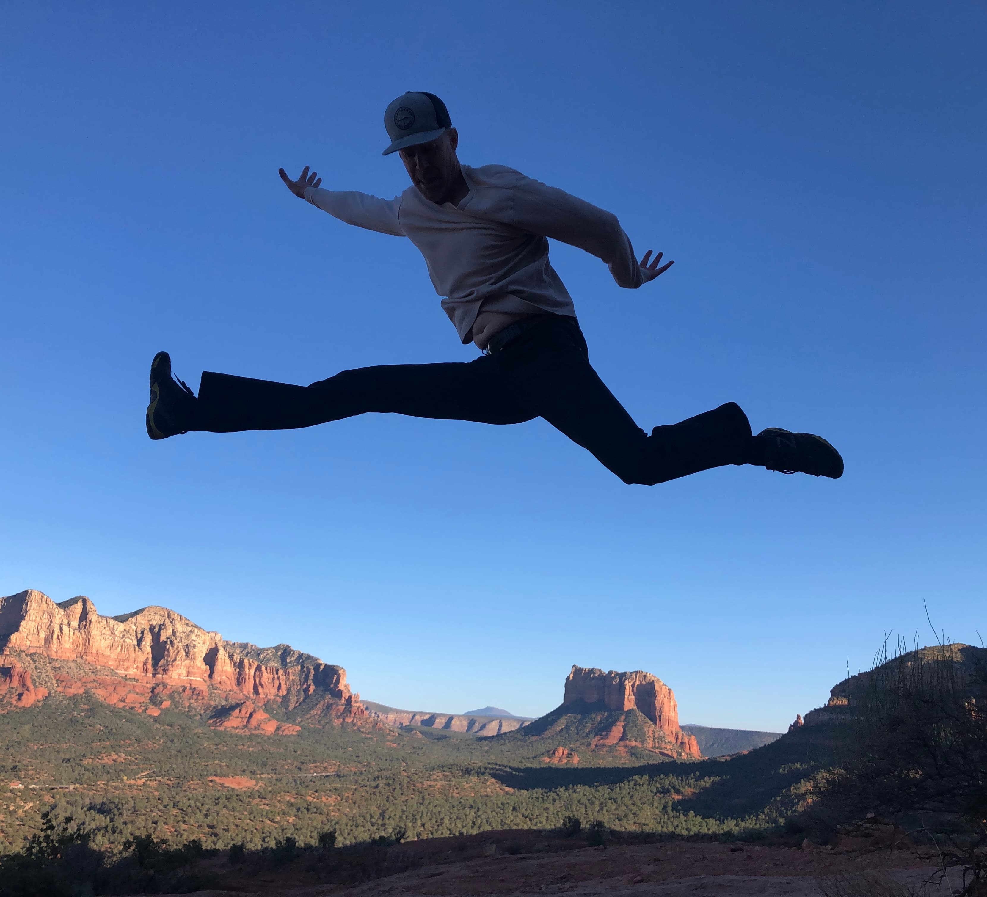 Steve jumping in Sedona