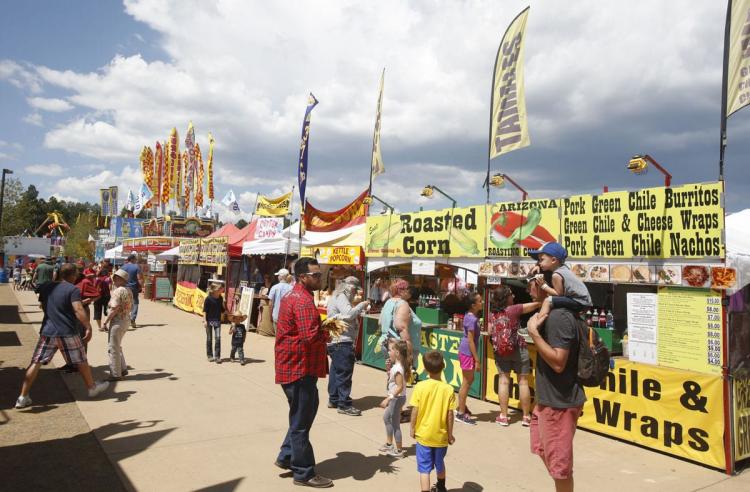 Food stalls and rides at the Coconino County Fair