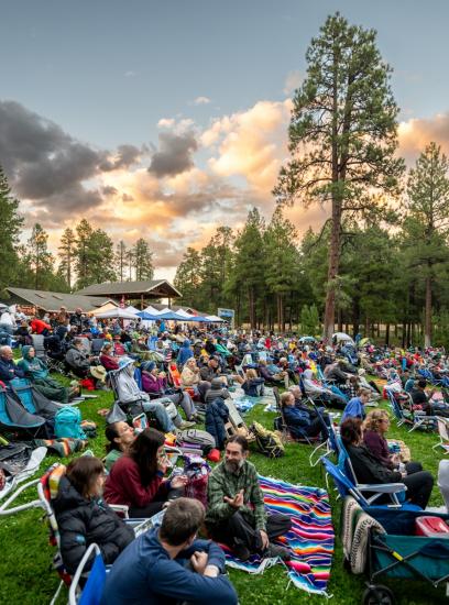 Crowd on the lawn at Pickin in the Pines, Fort Tuthill
