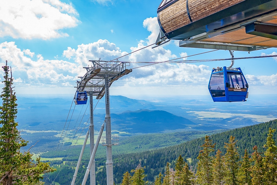 Arizona Snowbowl scenic gondola overlooking the valley