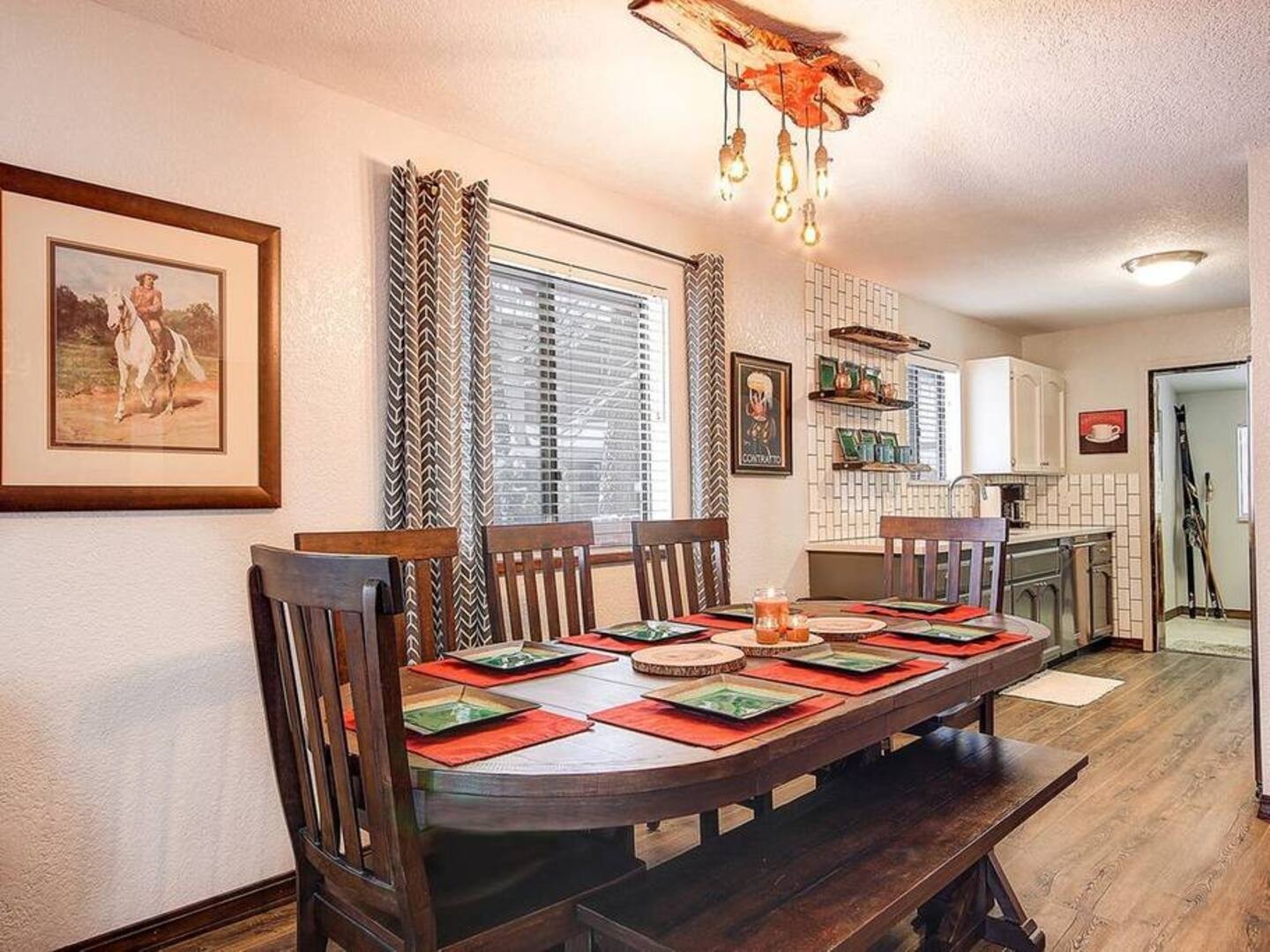 8 Person Dining Table with Edison Lights