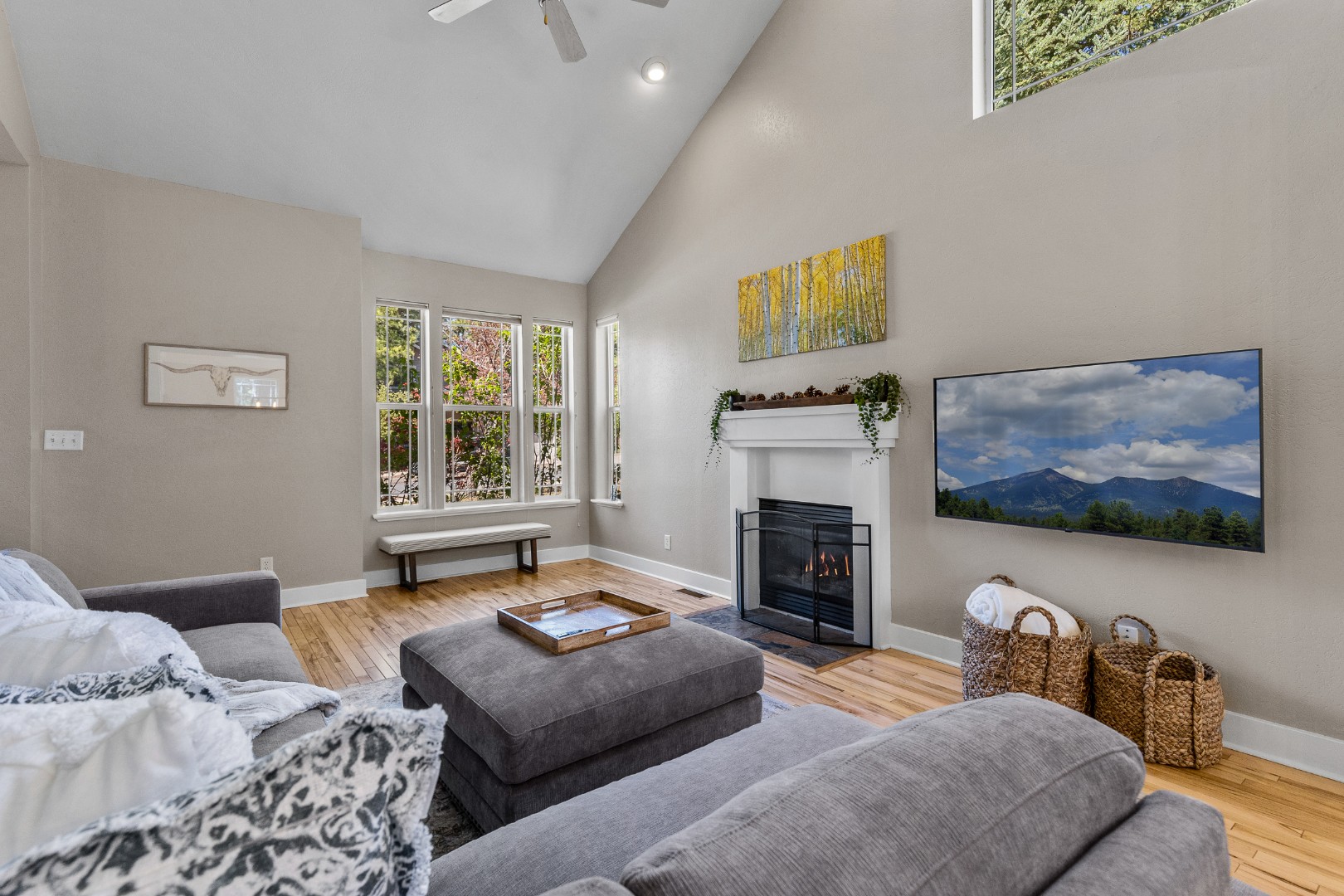 Living Room with Gas Fireplace & Streaming TV